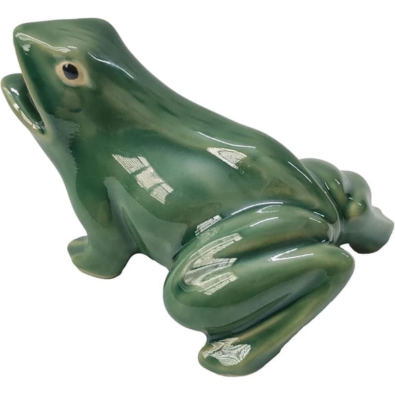 Ceramic Frog Figures Fountains Accessories,Green Glazed Ceramic Frog Water Spraying Pools Ornaments,Outdoor Fountain Ornaments for Ponds and Water Gardens, Frog 4.3Inches,1 Piece