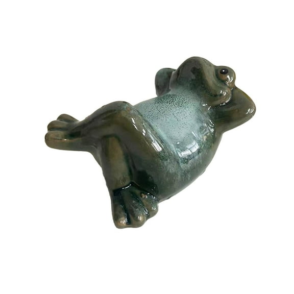 Ceramic Frog Statue - 4.3in Handcrafted Garden Decor, Weather-Resistant Outdoor Courtyard Ornament for Potted Plants/Indoor Shelf Decor (A)​