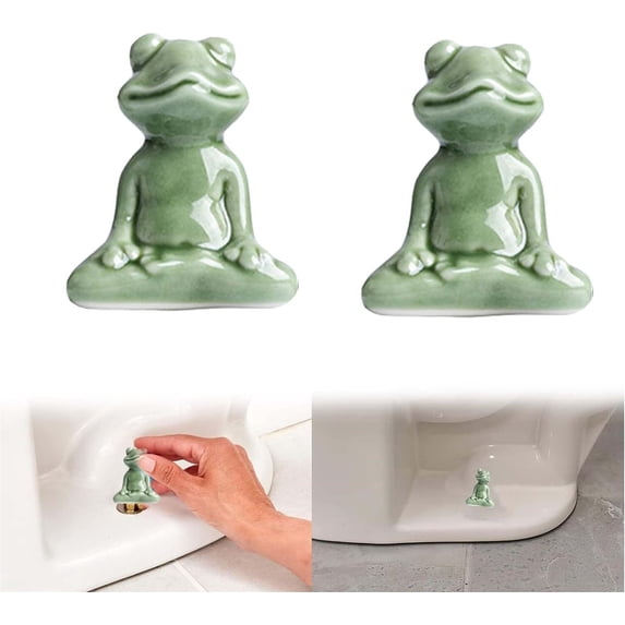 Ceramic Frog Toilet Bolt Cover Cute Decorative Bathroom Hardware Hider For Standard Toilet Up To 0.8 Inch Diameter