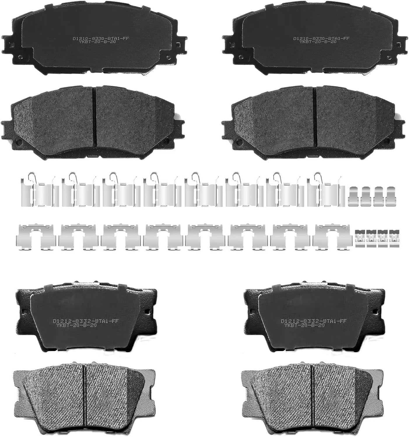 Ceramic Front Rear Disc Brake Pads Kit w/Hardware fit for Toyota RAV4 ...