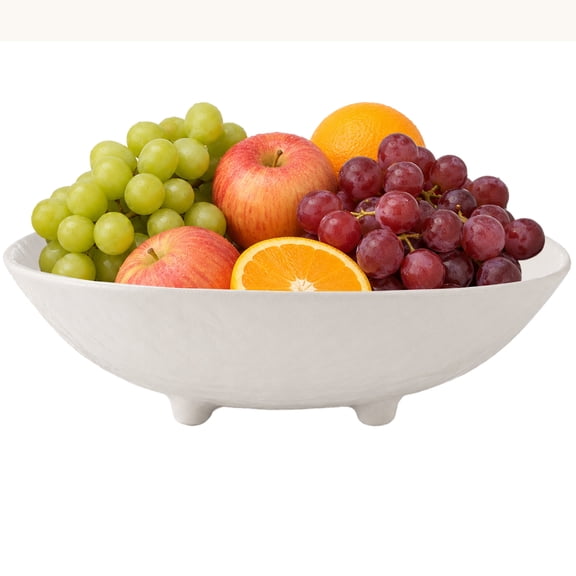 Ceramic Fruit Bowl, 10.3 x 6.7 x 3.1 in 33.8 oz Oval Pedestal Fruit Bowl with Unique Bathtub Shape, Modern DecorativeKitchen Counter Centerpiece for Dining Table, Salad Snacks