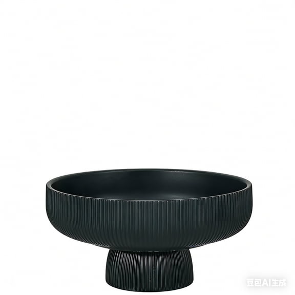 Ceramic Fruit Bowl, Lead-Free Glaze High-Fired, Large Capacity for Kitchen Counter, Modern Minimalist Decorative Bowl(Black）