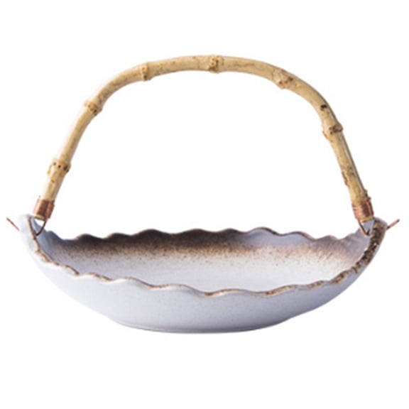Ceramic Fruit Bowls, Storing Organizing Vegetables Fruit Basket with Handle Detachable, for Home Living Room