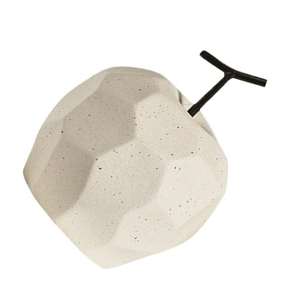 Beige Apple Shaped Ceramic Tray for Decoration Geometric Design Sculpture Ornament Safe and Smooth
