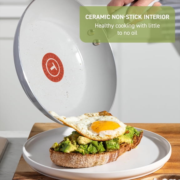 Ceramic Frying Pan 12 Inch Nonstick Skillet Oven Safe to 350F Moon Grey