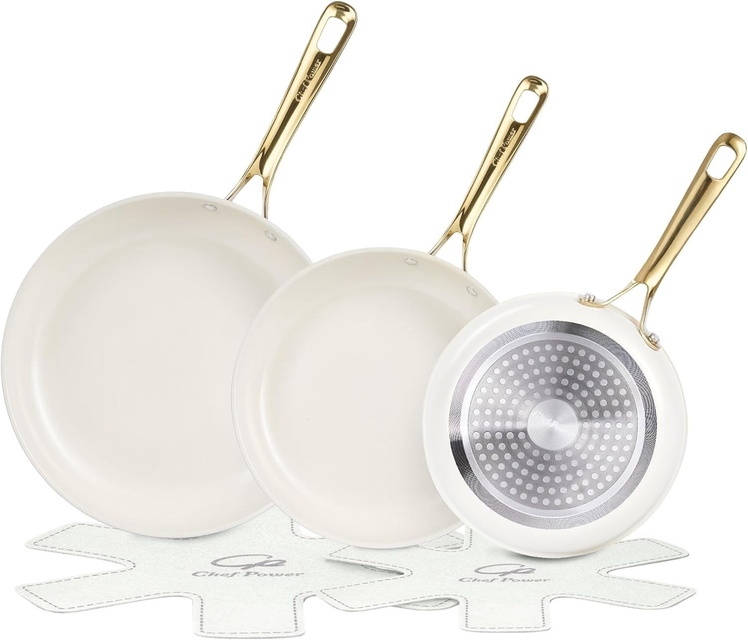 Ceramic Frying Pan with Stainless Steel handle 5 count Set, Non Stick ...