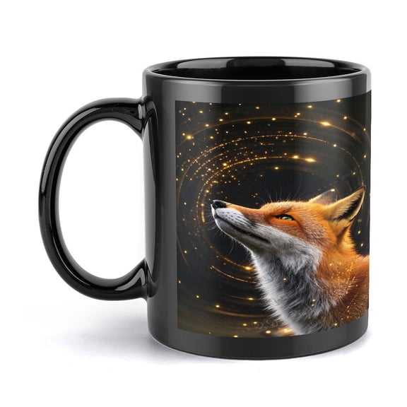 Ceramic Funny Fox Mug - Perfect Fox Lover Gift - Cute Novelty Coffee Mug Present - Great Birthday or Christmas Surprise for Friend or Coworker (11oz,Black)