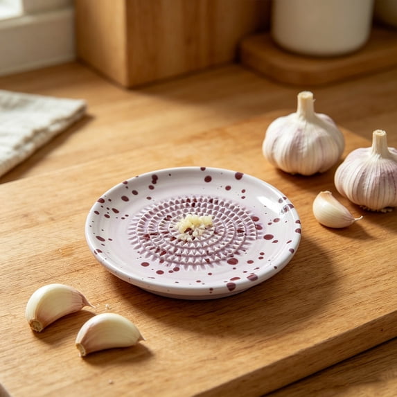 Ceramic Garlic Grater, Handheld Grater Plate for Ginger, Parmesan Cheese & Nutmeg, Dishwasher Safe Kitchen Tool for Everyday Cooking
