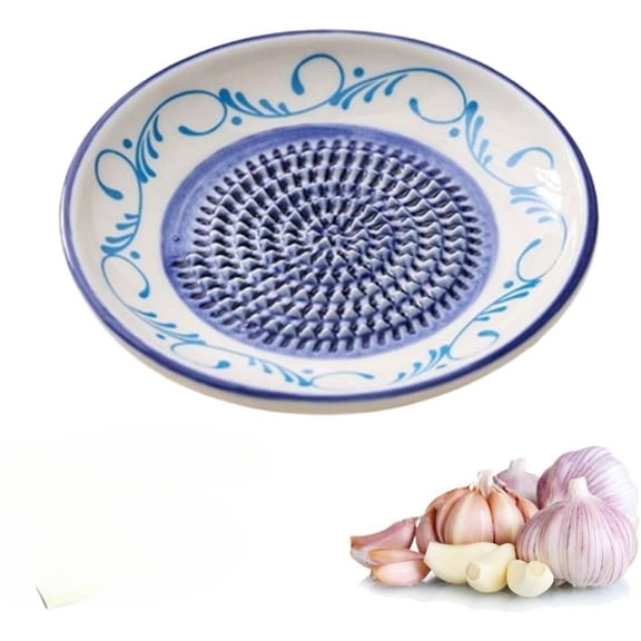 Ceramic Garlic Grater Plate Bowl Multi Purpose Spanish Tomato Grating Dish With Ridges For Garlic Ginger Cheese Herbs And Nutmeg Durable Kitchen Tool
