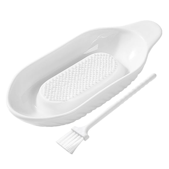 Ceramic Garlic Grater Plate & Bowl, Oimcto All-In-One Ceramic Prep Station, Smooth Grating Surface for Garlic, Tomato & Hard Cheese, Functions As Grater, Mixing Bowl & Serving Dish, Easy to Clean, B