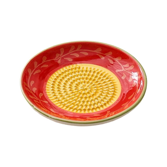 Ceramic Garlic Grater Plate Bowl Tomato Dish, Ginger Grater Hand Painted Garlic Mincer 4.7 Inch Multi-Purpose Spice Grinder Tool For Kitchen