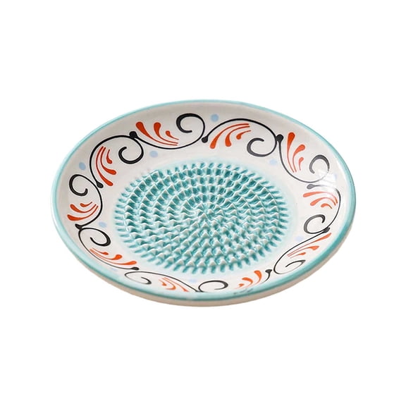 Ceramic Garlic Grater Plate Bowl Tomato Dish, Ginger Grater Hand Painted Garlic Mincer 4.7 Inch Multi-Purpose Spice Grinder Tool For Kitchen