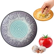 Ceramic Garlic Grater Plate Bowl, Tomato Dish, Grating Pan Con Tomato GraterPlate, Handcrafted Ceramic Garlic Grater Plate for Ginger, Cheese, Wasabi, Onion, Yam, Herb Stripper, Kitchen Gadget