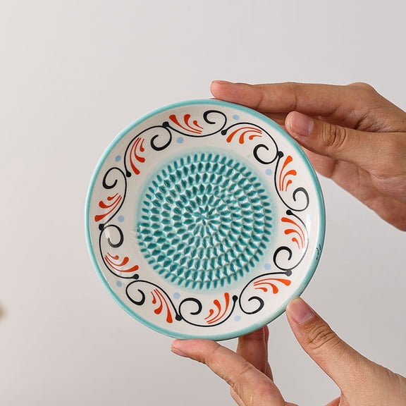 Ceramic Garlic Grater Plate Bowl Tomato Dish Made in Spain Spanish Grating Pan Con Tomate Grater Plate Set Ginger Olive Oil Dip Herb Stripper Peeler Brush Stand Kitchen Gadget Gift