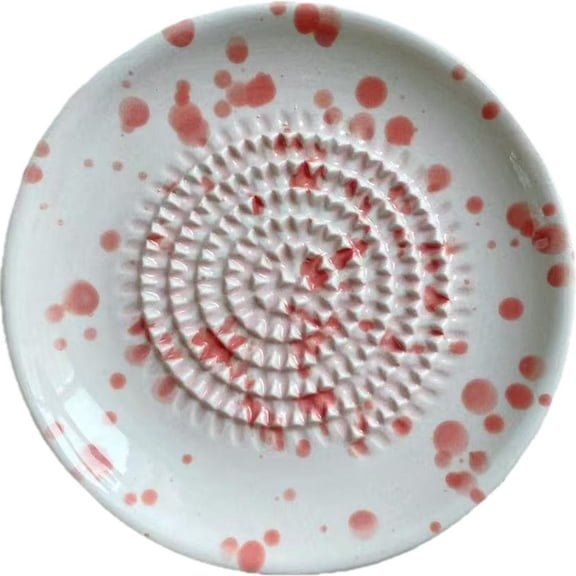 Ceramic Garlic Grater Plate, Mini Ginger & Cheese Grating Dish with Sharp Teeth Surface, Handmade Kitchen Grater Bowl for Garlic Ginger Parmesan Chocolate Sauce Prep