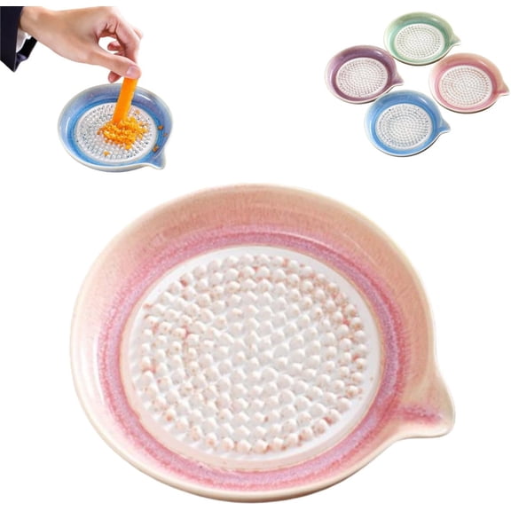 Ceramic Garlic Grater Plate, Multipurpose Grinding Tool for Garlic, Ginger, Fruits and Spices, Compact Kitchen Gadget with Easy-Clean Design for Everyday Cooking Prep and Meal Preparation (Green)
