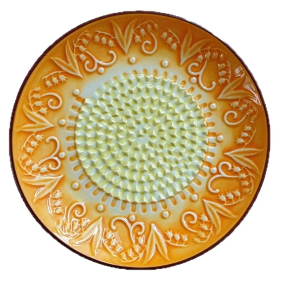 Ceramic Garlic Grater Plate All in One, Kitchen Gadget for Ginger Chocolate and Nuts, Fine Mincing and Puree Tool for Cooking Meal Prep, Kitchen Accessories, Orange