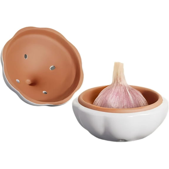 Ceramic Garlic Keeper for Counter: Garlic Keeper, Garlic Storage Container with Lid and Breathable Holes, Keep Your Garlic Cloves Fresh Longer, Garlic Holder