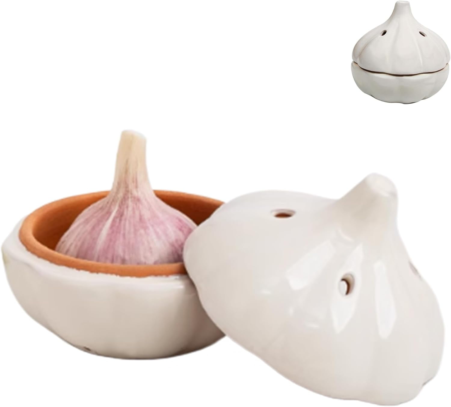 Ceramic Garlic Keeper Storage Jar: Garlic Keeper for Counter, Garlic ...