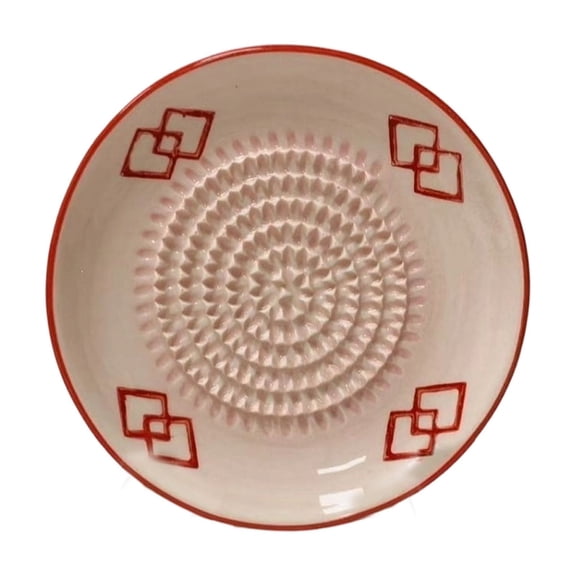 Ceramic Garlic Shredding Plate 4.65 Inch Hand Painted, Handmade Grinding Dish for Fruits Vegetables Garlic Onions, Kitchen Accessories for Mincing Pureeing and Juicing