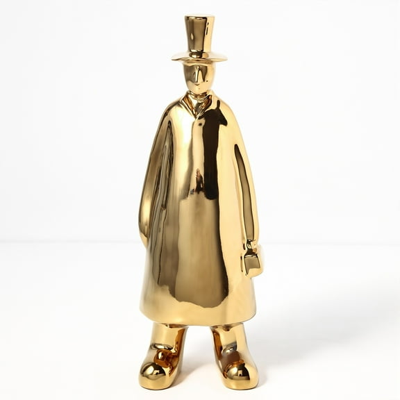 Ceramic Gentleman Decor, Gold Electroplated & Matte Black Gentleman Statues, Modern Western Man Shaped Figurines, Living Room and Office Decor