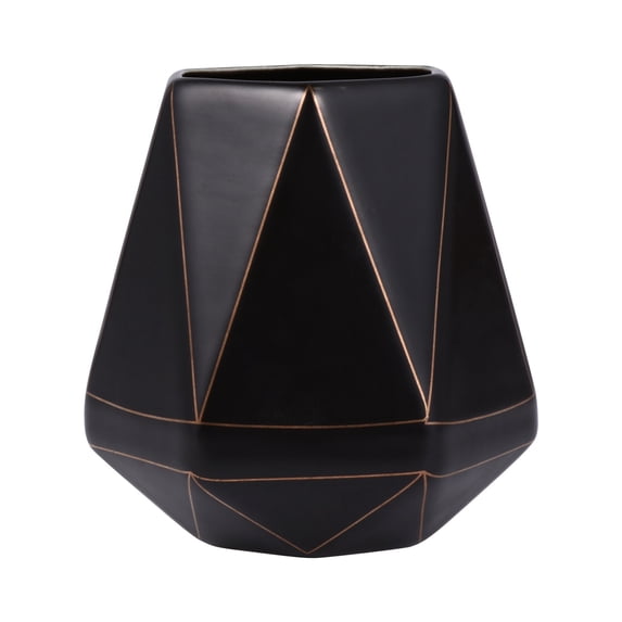 Supvox 1Pc Black Ceramic Pen Holder with Geometric Design for Home Desktop Organizer