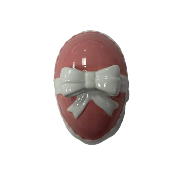 Ceramic GiftBox Trinket Container Pink White