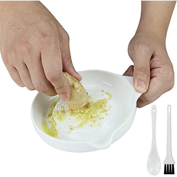 Ceramic Ginger Grater for Grinding Wasabi Fruits Vegetables Ginger Garlic Cheese, Package with Ceramic Spoon And Cleaning Brush$$Home Decor, Kitchen, & Other