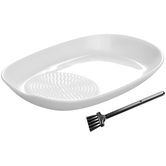 Ceramic Ginger Grater, Mini Kitchen Grater for Garlic and Citrus Zesting, 6.5 x 4.1 Inch Small Tool, Includes Brush and Tray