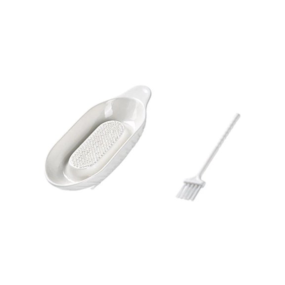 Ceramic Ginger Grater Plate with Scraper for Grinding Wasabi Ginger Garlic Cheese Fruits VegetablesShip shape * 1, small brush * 1 included