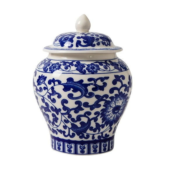 Ceramic Ginger Jar, Asian Ginger Jar Chinese Style Decorative with Lid Vase Porcelain Jars for wedding Weddings Floral Arrangement