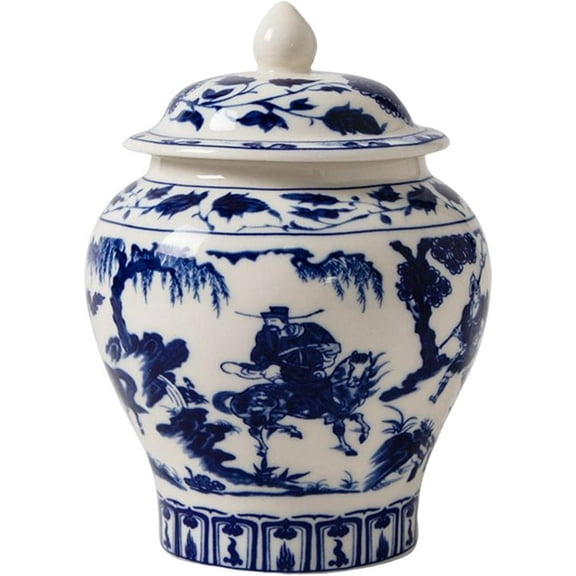 Ceramic Ginger Jar, Porcelain Jars Chinoiserie Vintage Style with Lid Chinese Vase Asian Ginger Jar for Wedding Table Decoration Party Home, Style A