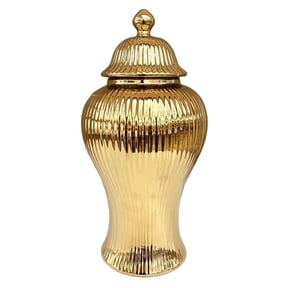 Ceramic Ginger Jar with Lid for Kitchen Counter, Flower Vase for Living Room/Office/Wedding/Table Decoration
