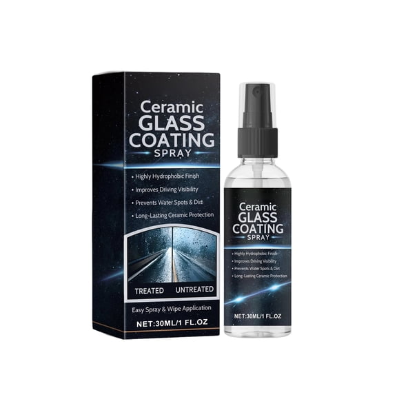 Ceramic Glass Coating Spray for Automotive Windshield and Window Surfaces Hydrophobic Protection Easy Application 30ML