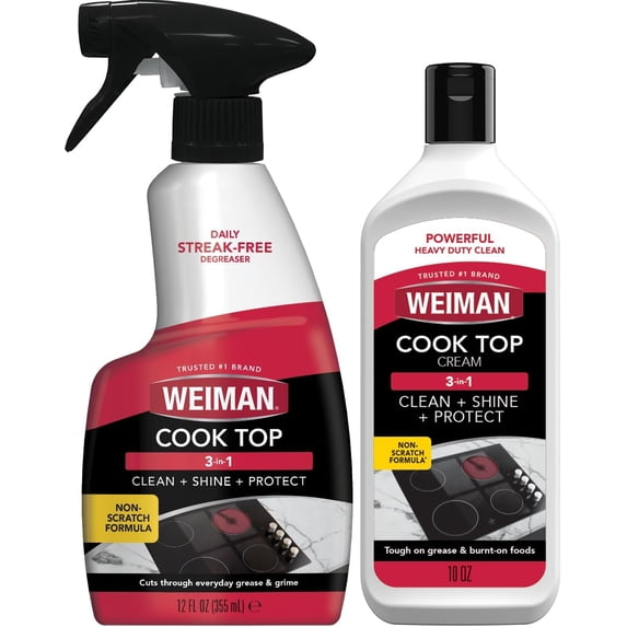 Ceramic and Glass Cooktop - 10 Ounce - Stove Top Daily Cleaner Kit - 12 Ounce - Glass Induction Cooktop Cleaning Bundle for Heavy Duty Mess Cleans Burnt-on Food