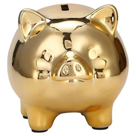 Ceramic Gold Pig Piggy Bank Cute Coin Piggy Bank Lucky Pig Decoration,Gold Pig