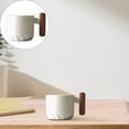 thumbnail image 1 of Ceramic Gradient Wooden Handle Latte Coffee Cup Coarse Pottery Japanese Style Master Cup Kiln Made Mug Tea Cup Tea Tasting Cup/ Ceramic Espresso Cup With Wooden Handle Spiral Cup - White, 1 of 9
