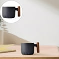 thumbnail image 1 of Ceramic Gradient Wooden Handle Latte Coffee Cup Coarse Pottery Japanese Style Master Cup Kiln Made Mug Tea Cup Tea Tasting Cup/ Ceramic Espresso Cup With Wooden Handle Spiral Cup - Black, 1 of 9