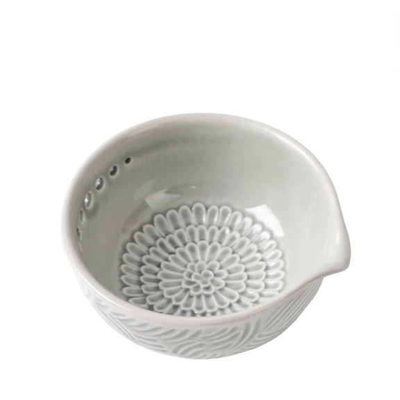 Ceramic Grater Bowl with Herb Stripper, 3 in 1 Handmade Ginger Grater Bowl, Garlic Grater Plate, Multi-Functional Kitchen Tools and Gadgets, for Garlic, Chocolate, Herbs, Etc