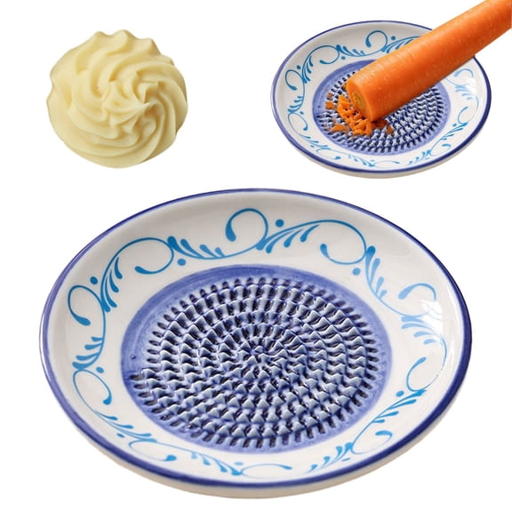 Ceramic Grater Plate,4.6 Inch Practical Ceramic Garlic Grater Plate with Beautiful Pattern,Premium Ceramic Grater Plate Suitable for Garlic,Ginger, Garlic, Onion, Cheese, Carrot and More,Style G