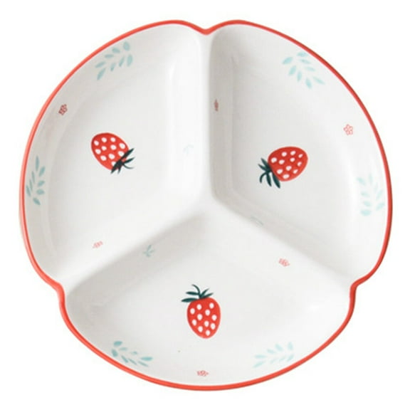 Ceramic Grid Plate Food Tray Divided Dinner Plate Ceramic Flat Plate Snacks Food Plate Three Grid Plate Child