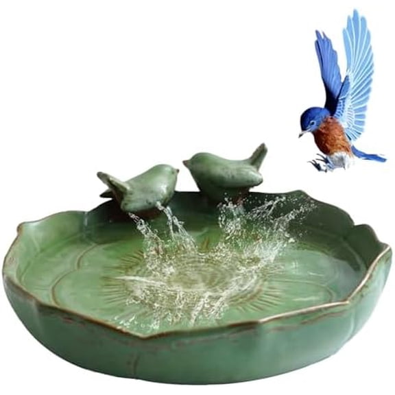 Ceramic Ground Bird Bath for Outside,9.45-Inch Bird Bath Bowl Only for Outside,Inside, Balcony and Garden,Ideal Gifts for Bird Lovers$$Garden & Patio