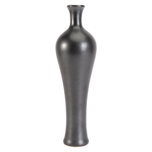 FUEENIRVA Black Ceramic Guanyin Vase High-Temperature Fired Decorative Home Ornament for Desktop and Living Room