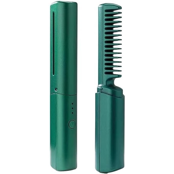 Ceramic Hairdressing Comb, 3-in-1 Wireless Hair Straightener Comb with Ceramic Coating, Portable Frizz Control Styling Tool for Smooth Hair, Mini Dual Purpose Curling Iron Smooth Straight