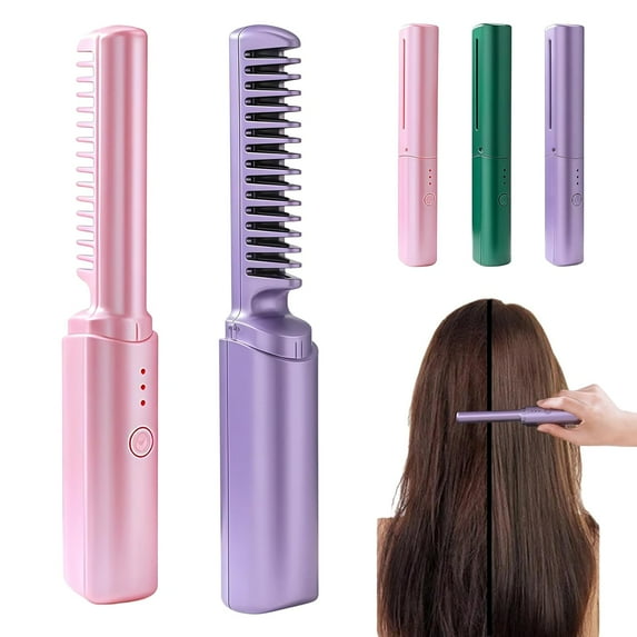 Ceramic Hairdressing Comb, Cedar And Ash Ceramic Comb, Latest Hairdressing Combs, Mini Dual Purpose Curling Iron Smooth Straight, Cordless 2-In-1 Touch-Up Combs For Less Frizz