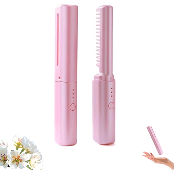 Ceramic Hairdressing Comb, Frizz-Free Hair Anytime, Cordless Portable Wireless 2-In-1 Hairs Dressing Combs, for Straight and Curly Hairs, Fast Heating