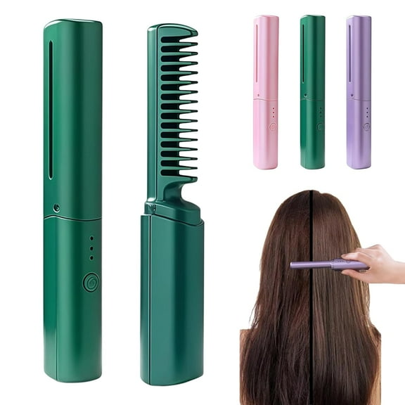 Ceramic Hairdressing Comb for Smooth Frizz-Free Hair, 2-in-1 Cordless Styling Tool with 3 Heat Settings, USB Rechargeable for Every Hair Type