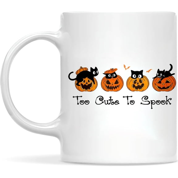 Ceramic Halloween Coffee Mugs 11oz, Spooky Season Gifts for Cat Lovers for Women or Men, Spooky Vibes Mug, Happy Halloween Ghost Cups for Kids Adults, Pumpkin Mugs, Witchy Mug for Pet Lovers