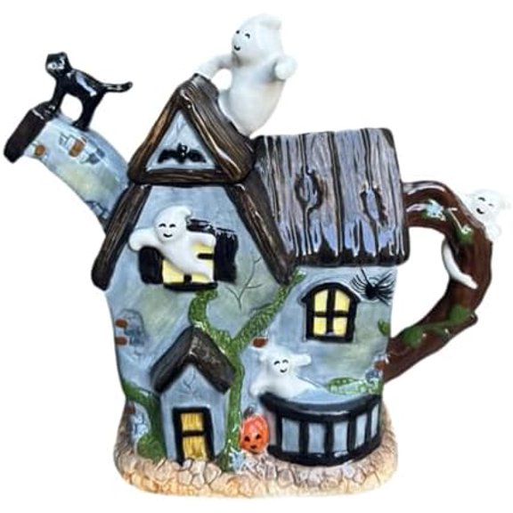 Ceramic Halloween Haunted House Coffee Pot, 3D Hand- Painted 25oz Halloween Teapot, Holiday Gifts and Dcor$$Home Decor, Kitchen, & Other