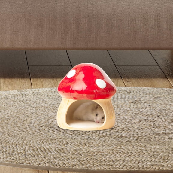 Ceramic Hamster House Small Animal Hideout Cave Hamster Nest Multifunction Food Bowl Shaped for Gerbils Chipmunk